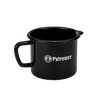 Black enameled steel milk pot with sturdy handle and pour spout, handcrafted for reliable outdoor use in Farm, Garden & Tool, Kitchen & Food, Camping, Cookware, Pots and Pans, and Best Sellers collections.