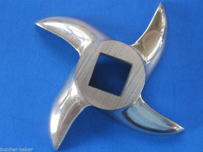 Handcrafted four-bladed stainless steel knife for meat grinders, made in USA, designed for Kitchen & Food, Specialty Equipment, Butchering Supplies, and Best Sellers collections.
