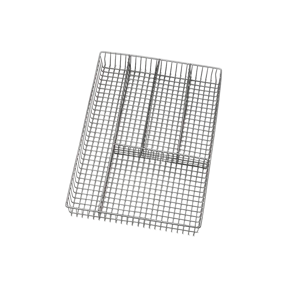 Large silverware tray organizer in rustic cross-wire design with five compartments, crafted to tidy kitchen drawers, ideal for Kitchen Gadgets and Kitchen Accessories collections.