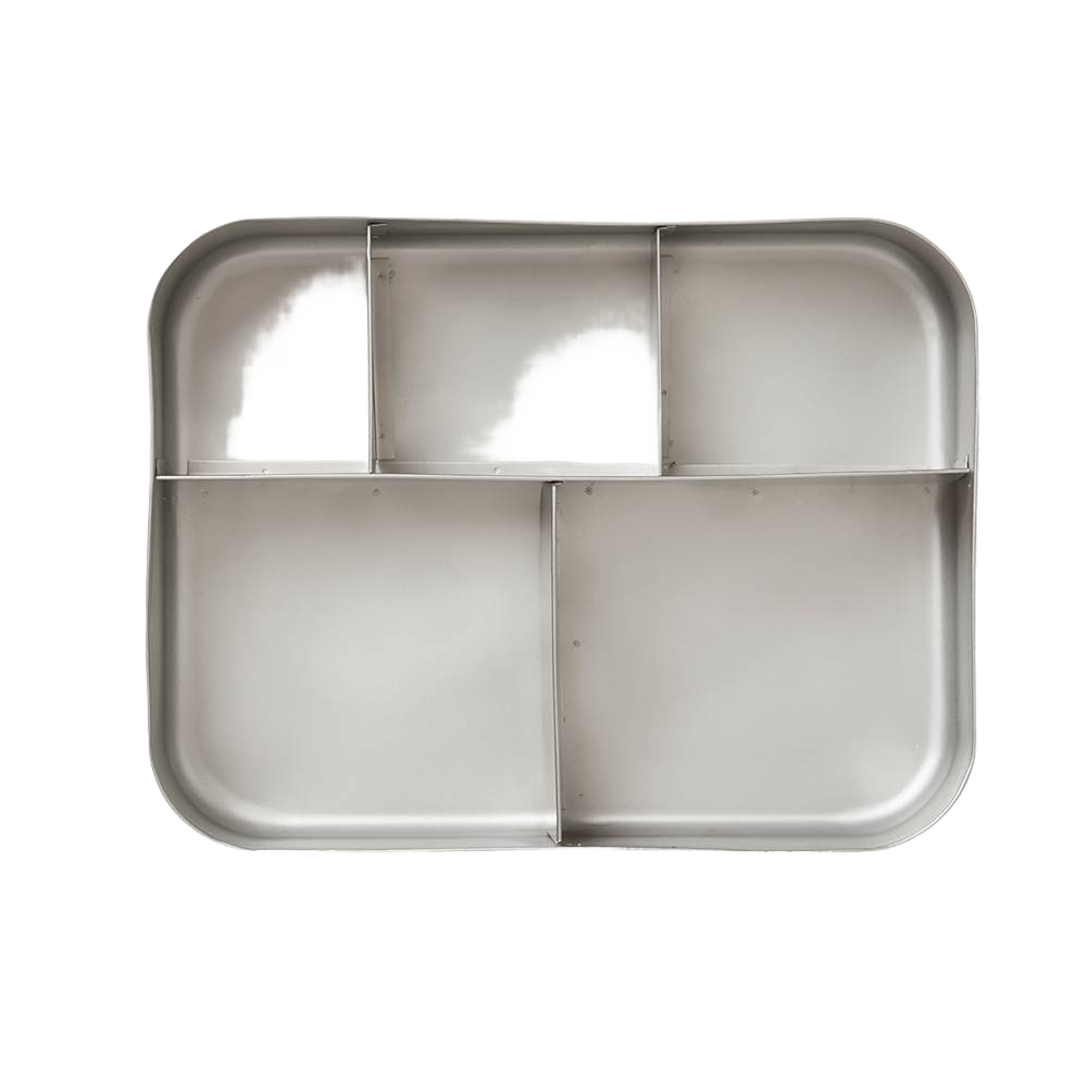 Durable stainless steel snack container with five compartments for organized meal portions, featuring a sturdy design ideal for Kitchen & Food, Storage and Serving, and Best Sellers collections.