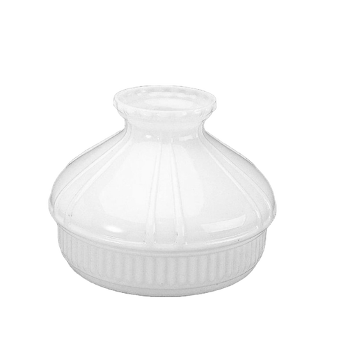 Handcrafted opal white glass oil lamp shade with molded vertical lines, designed for lamps and lighting, lamp shades, and parts and accessories collections.