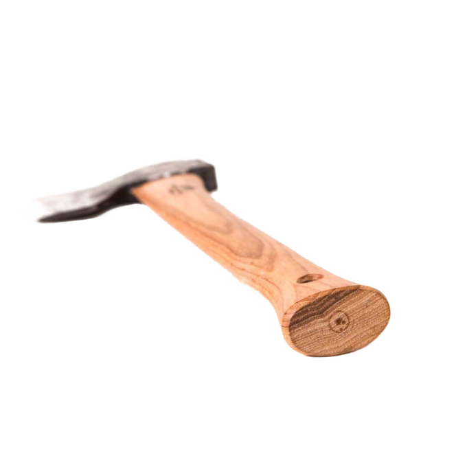 Handcrafted carpenter’s axe with a forged steel head featuring a long straight edge and a smooth natural wooden handle, ideal for farm, garden, and wood cutting tasks in best sellers and promo eligible collections.