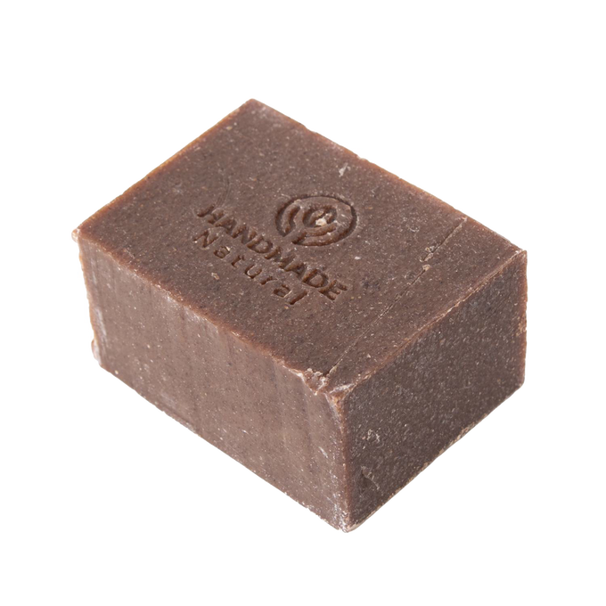 Handcrafted natural dish bar soap in a rich brown color with an embossed logo, designed for chemical-free cleaning in Home & Decor and Household Cleaning collections.