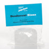Clear natural deodorant stone in transparent packaging with blue label highlighting handmade, chemical-free deodorant protection, fitting Health & Wellness and Grooming collections