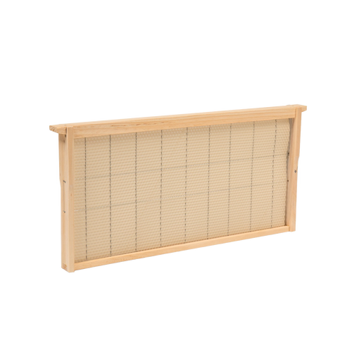 Handcrafted deep wooden bee frame with wired natural beeswax foundation, Amish made in USA, compatible with 5-, 8-, and 10-frame hives in Farm, Garden & Tool and Beekeeping Supplies collections.