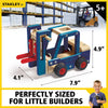 Handcrafted wooden forklift toy kit in blue, red, and natural wood tones, designed for indoor play and creative building within Toys, Children's Toys, and Arts and Crafts collections.