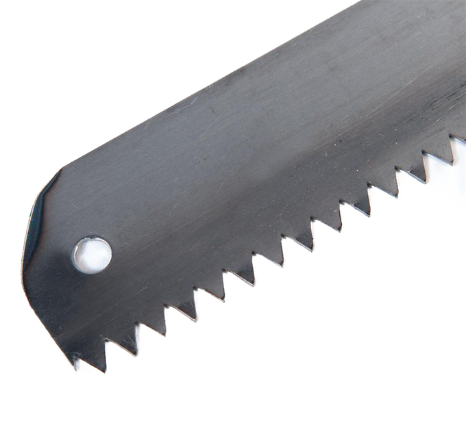 Close-up of a handcrafted, razor-sharp replacement saw blade with precision teeth and mounting hole, designed for fast and accurate cutting, featured in Farm, Garden & Tool and USA Made collections.