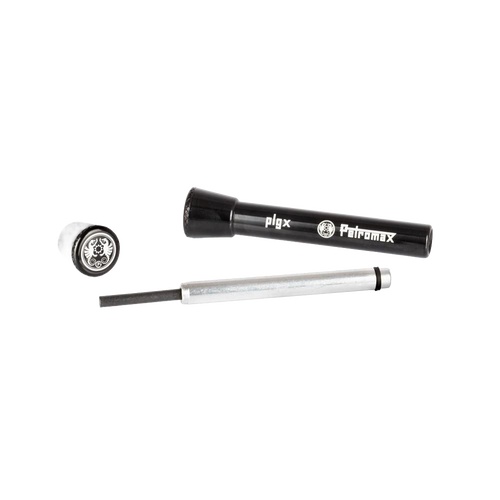 Compact and portable firestarter with metal plunger and cap, designed for reliable campfire ignition, ideal for camping, emergency supplies, and farm or garden tool collections.