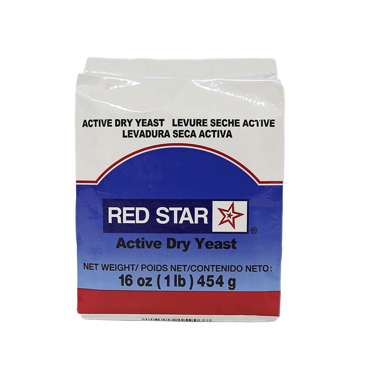 Package of Red Star active dry yeast weighing 16 ounces, used for baking bread and included in Kitchen & Food, Food, Dry Goods and Mixes, and Bread Making Supplies collections.