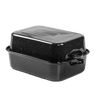 Dark speckled graniteware roasting pan with fitted lid doubling as second pan, featuring sturdy handles for stability, ideal for large batch cooking in Kitchen & Food and Cookware collections.