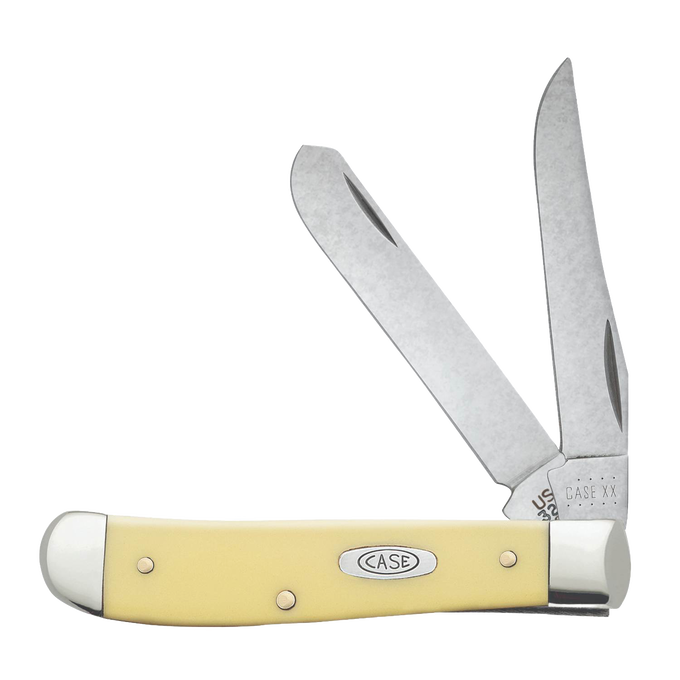 Traditional pocket knife with two stainless steel blades and a smooth cream-colored handle, handcrafted in the USA, featured in Knives & Axes and Best Sellers collections.