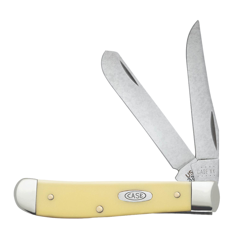Traditional pocket knife with two stainless steel blades and a smooth cream-colored handle, handcrafted in the USA, featured in Knives & Axes and Best Sellers collections.