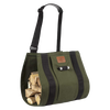 Sturdy green firewood carrier sling with adjustable black straps, designed to distribute heavy loads ergonomically, ideal for Farm, Garden & Tool, Wood Cutting and Hauling, USA Made, Hearth Accessories, and Best Sellers collections.
