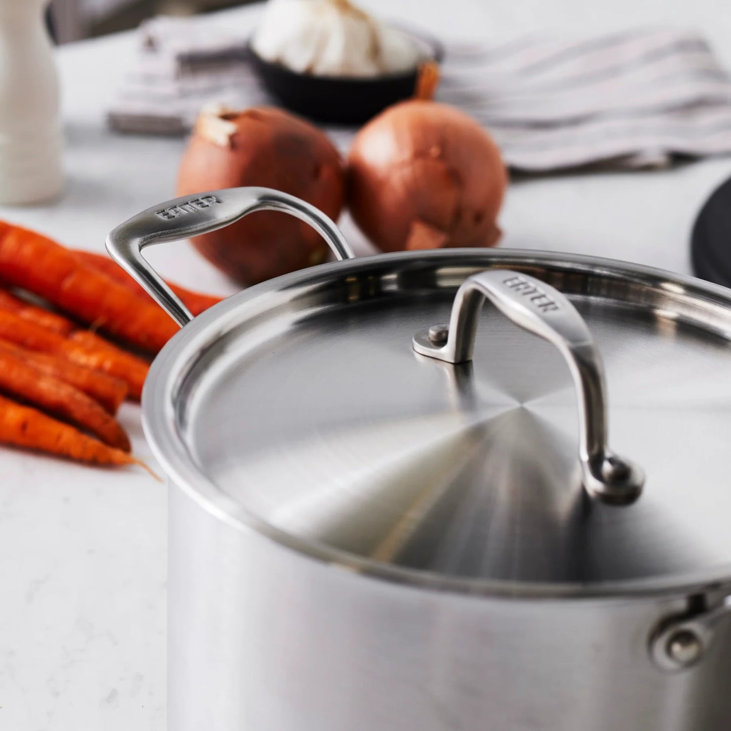 Handmade fully clad stainless steel 5-quart sauce pot with lid, designed for durability and everyday cooking in Kitchen & Food, Cookware, Pots and Pans, and Best Sellers collections.