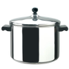Shiny stainless steel covered saucepot with black side handles and knob, crafted for durability and quick heating, suited for Kitchen & Food, Cookware, Pots and Pans, Best Sellers, and Promo Eligible collections.