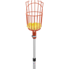 Enameled steel fruit picking basket with padded yellow base attached to an adjustable telescoping aluminum pole, ideal for Farm, Garden & Tool, Apple Harvest Supplies, and Best Sellers collections.