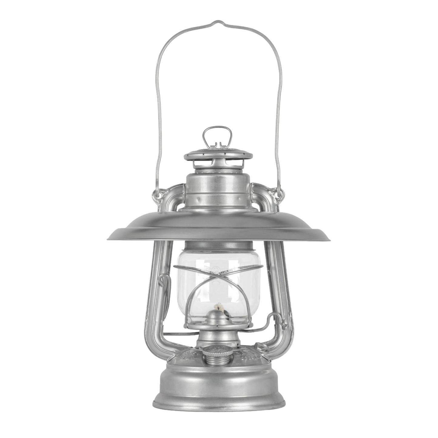 Handcrafted steel reflector shade in natural steel finish, designed to direct light downward and minimize glare on Feuerhand oil lanterns, featured in Lamps & Lighting, Emergency Supplies, Oil Lamps, and Best Sellers collections.