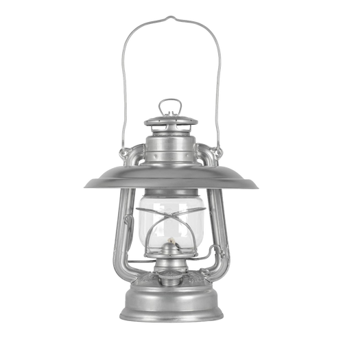 Handcrafted steel reflector shade in natural steel finish, designed to direct light downward and minimize glare on Feuerhand oil lanterns, featured in Lamps & Lighting, Emergency Supplies, Oil Lamps, and Best Sellers collections.