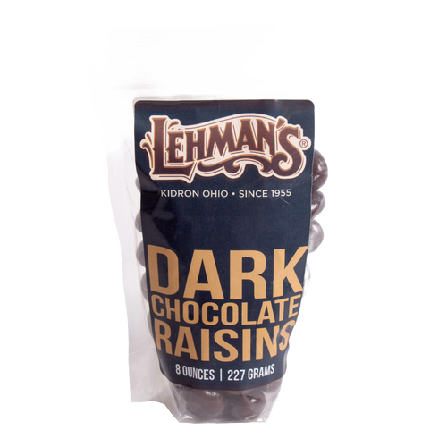 Resealable bag of handcrafted dark chocolate covered raisins made in the USA, perfect for snacking and featured in Kitchen & Food, Snacks and Sweets, Candy, Best Sellers, and Promo Eligible collections.