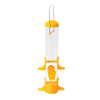15-inch handcrafted poly tube finch feeder with six yellow feeding ports and a yellow top and base, designed to keep seeds dry, ideal for farm, garden, and animal care collections.