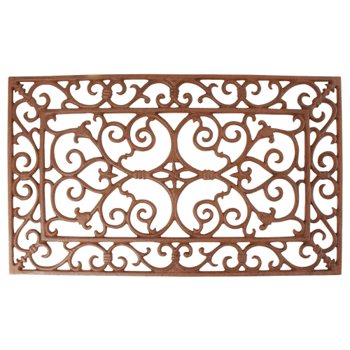 Handcrafted cast iron rectangular doormat featuring an intricate Victorian scroll design, perfect for adding timeless elegance to entryways in Home & Decor and Best Sellers collections.