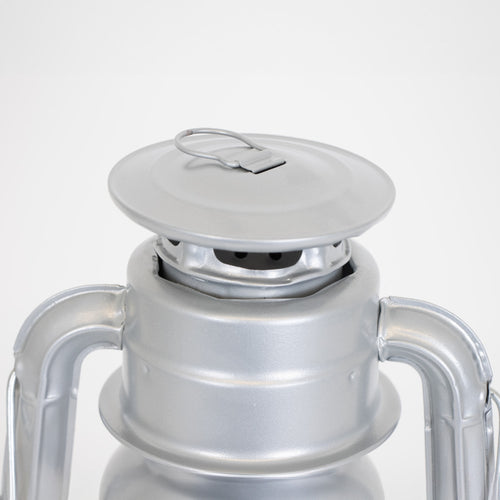Close-up of a silver handcrafted lantern top with ventilated cap and sturdy handle, designed for reliable use in Farm, Garden & Tool, Camping, and Emergency Supplies collections.