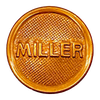 Polished brass filler cap with textured surface and raised "MILLER" logo, designed for oil lamps, featured in lamps and lighting parts and accessories collections.