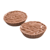 Two creamy milk chocolate cups with textured tops, featuring whipped marshmallow and coconut filling, handcrafted and made in USA, part of Kitchen & Food, Candy, and Best Sellers collections.