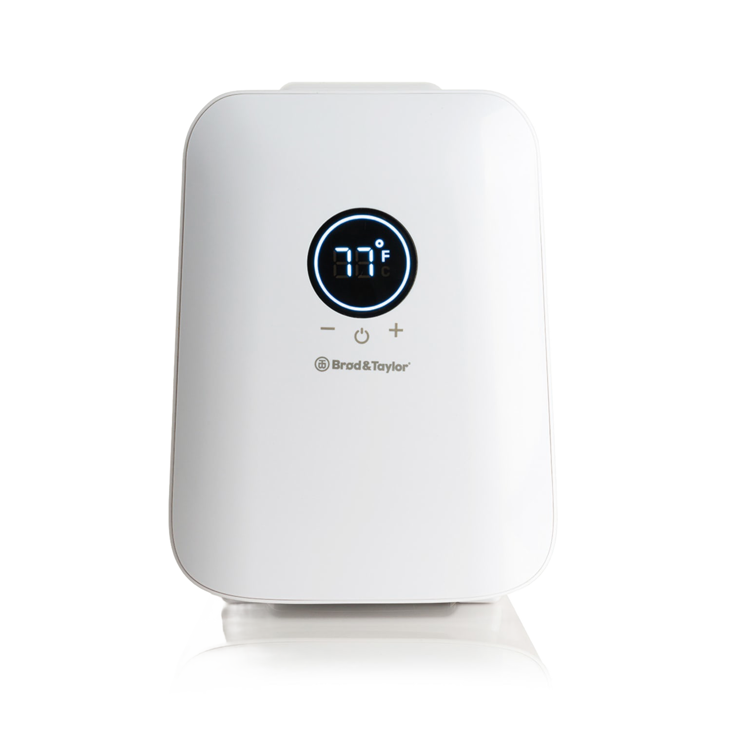 Compact white fermentation temperature controller with digital display showing 77 degrees Fahrenheit, designed for precise sourdough starter care, ideal for kitchen and baking supplies collections.