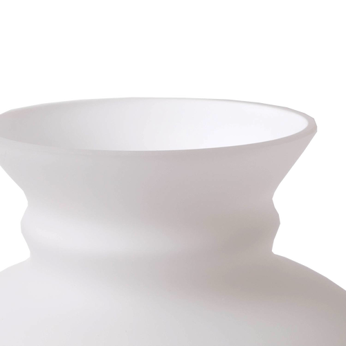 Close-up of a hand molded frosted glass lamp shade with a smooth curved neck, crafted for use in Lamps & Lighting, Parts and Accessories, Lamp Shades, Best Sellers, and Promo Eligible collections.