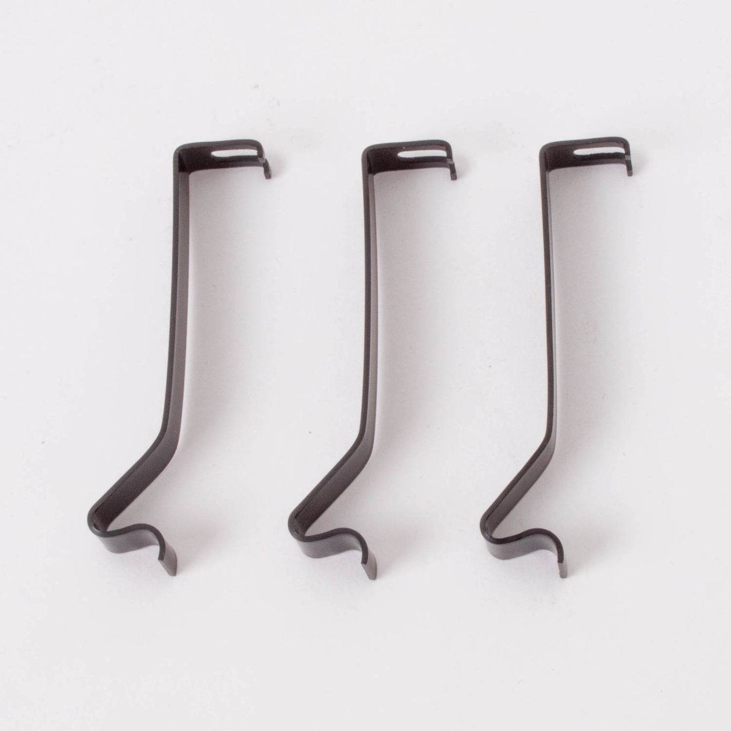 Set of three black steel spring clips designed for mounting 14-inch parchment lamp shades on hanging lamp frames, included in Lamps & Lighting and Parts collections.