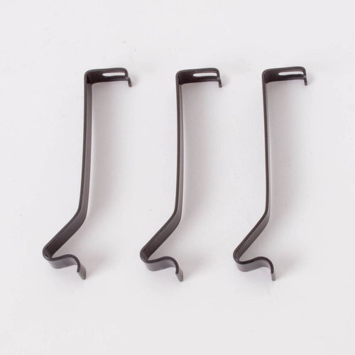 Set of three black steel spring clips designed for mounting 14-inch parchment lamp shades on hanging lamp frames, included in Lamps & Lighting and Parts collections.