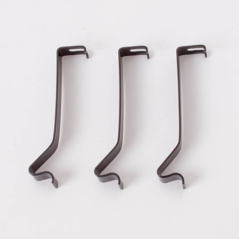 Set of three black steel spring clips designed for mounting 14-inch parchment lamp shades on hanging lamp frames, included in Lamps & Lighting and Parts collections.
