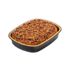 Freshly baked pecan rolls generously topped with chopped pecans and a rich caramel glaze, presented in a disposable baking pan, handcrafted and made in the USA, ideal for Kitchen & Food and Snacks and Sweets collections.