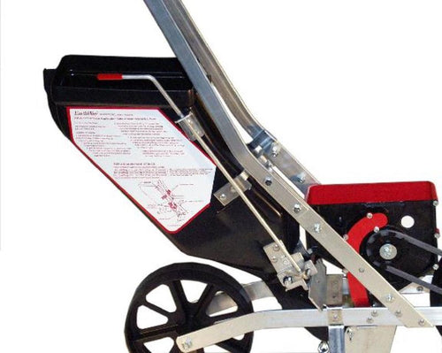 Handcrafted versatile garden seeder with metal frame and sturdy wheels, designed for precise seed planting, featured in Farm, Garden & Tool, Seeds and Planting, USA Made, and Best Sellers collections.