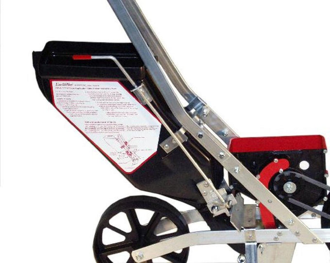 Handcrafted versatile garden seeder with metal frame and sturdy wheels, designed for precise seed planting, featured in Farm, Garden & Tool, Seeds and Planting, USA Made, and Best Sellers collections.