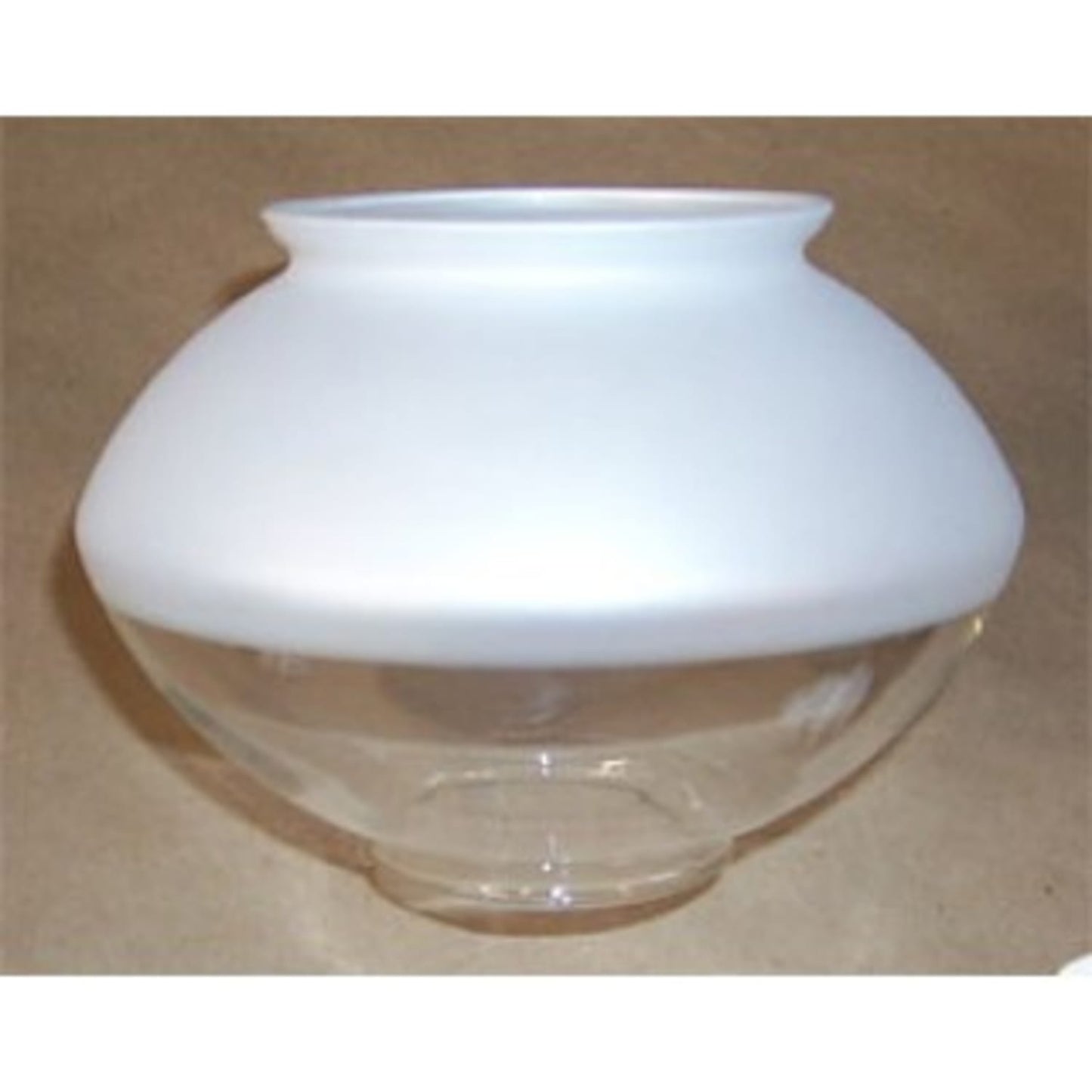 Replacement glass globe with clear bottom and frosted top for gas lights, designed for lamps and lighting, featured in Best Sellers, Gas Lights, and Promo Eligible collections.