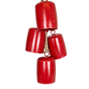 Set of four handcrafted red metal cowbells with an antiqued finish, strung on rustic rope for easy hanging and a festive jingle, ideal for Home & Decor, Holiday Decor, Best Sellers, and Promo Eligible collections.