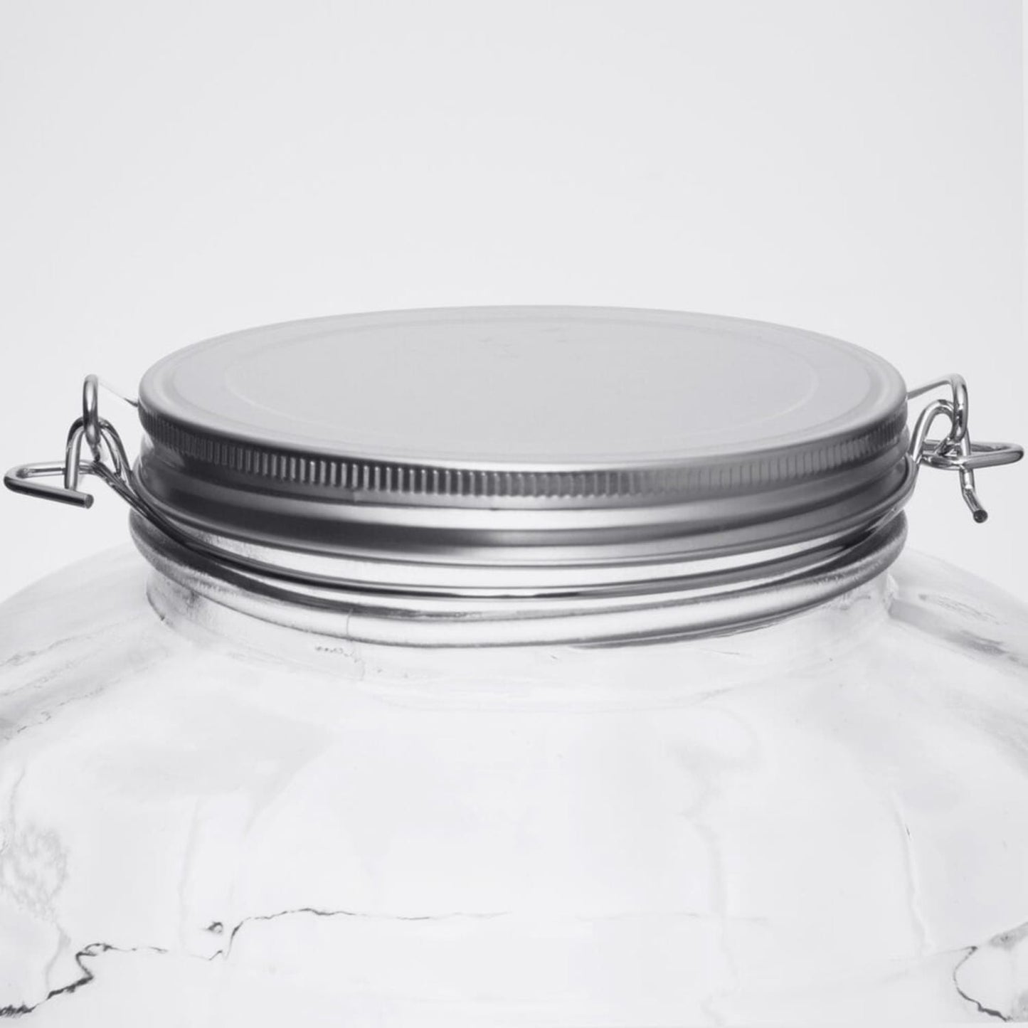 Replacement jar with metal lid and latch closure, designed for use with electric motor butter churn, made in USA, featured in Kitchen & Food and Specialty Equipment collections.