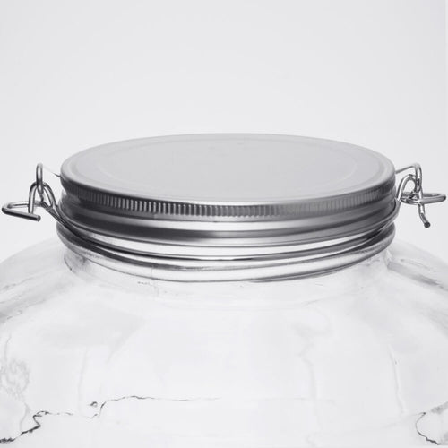 Replacement jar with metal lid and latch closure, designed for use with electric motor butter churn, made in USA, featured in Kitchen & Food and Specialty Equipment collections.