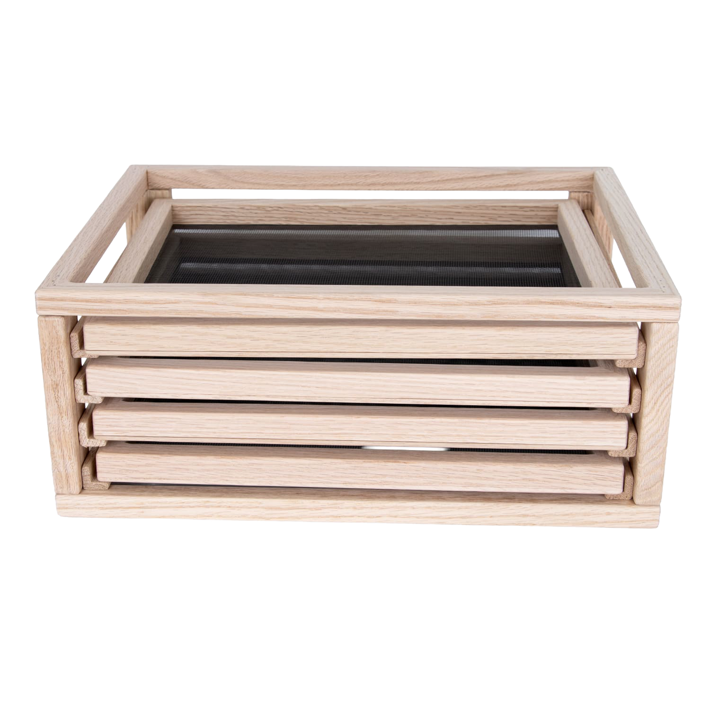 Handcrafted solid oak drying rack with fiberglass screens, designed for food preservation and drying, made in USA, featured in Kitchen & Food and Best Sellers collections.