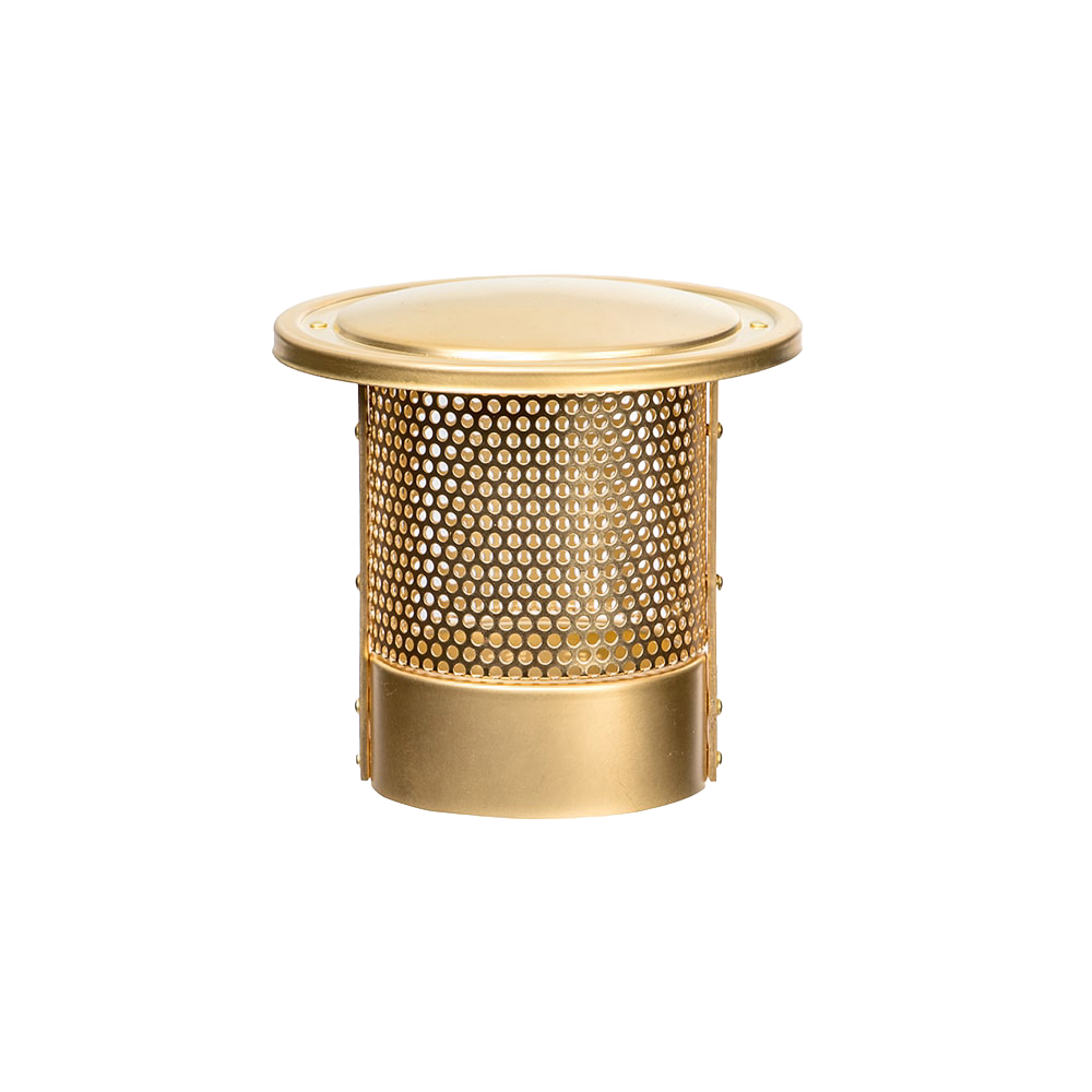 Brass-colored heatshield with perforated sides and smooth dome top, designed to protect lamp mantles and reduce heat, ideal for Lamps & Lighting and Parts and Accessories collections.