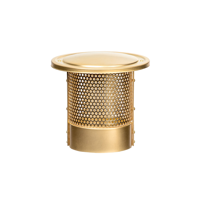 Brass-colored heatshield with perforated sides and smooth dome top, designed to protect lamp mantles and reduce heat, ideal for Lamps & Lighting and Parts and Accessories collections.