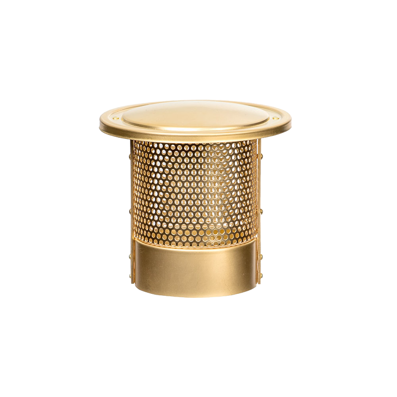 Brass-colored heatshield with perforated sides and smooth dome top, designed to protect lamp mantles and reduce heat, ideal for Lamps & Lighting and Parts and Accessories collections.