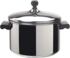 Polished stainless steel covered saucepot with black handles and knob, designed for fast heating and durability, ideal for Kitchen & Food, Cookware, Pots and Pans, Best Sellers, and Promo Eligible collections.