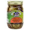 Glass jar of handcrafted sweet and spicy pickles blended with hot habanero peppers, made in USA, ideal for Kitchen & Food, Pantry, and Best Sellers collections.