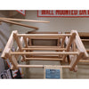 Handcrafted Amish made wooden accordion drying rack in natural finish with multiple extending rods, ideal for laundry supplies, home decor, and drying accessories collections.