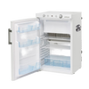 Handcrafted white outdoor gas refrigerator with three-way propane, 12V, and 110V operation, designed for Farm, Garden & Tool, Appliances, and Emergency Supplies collections.