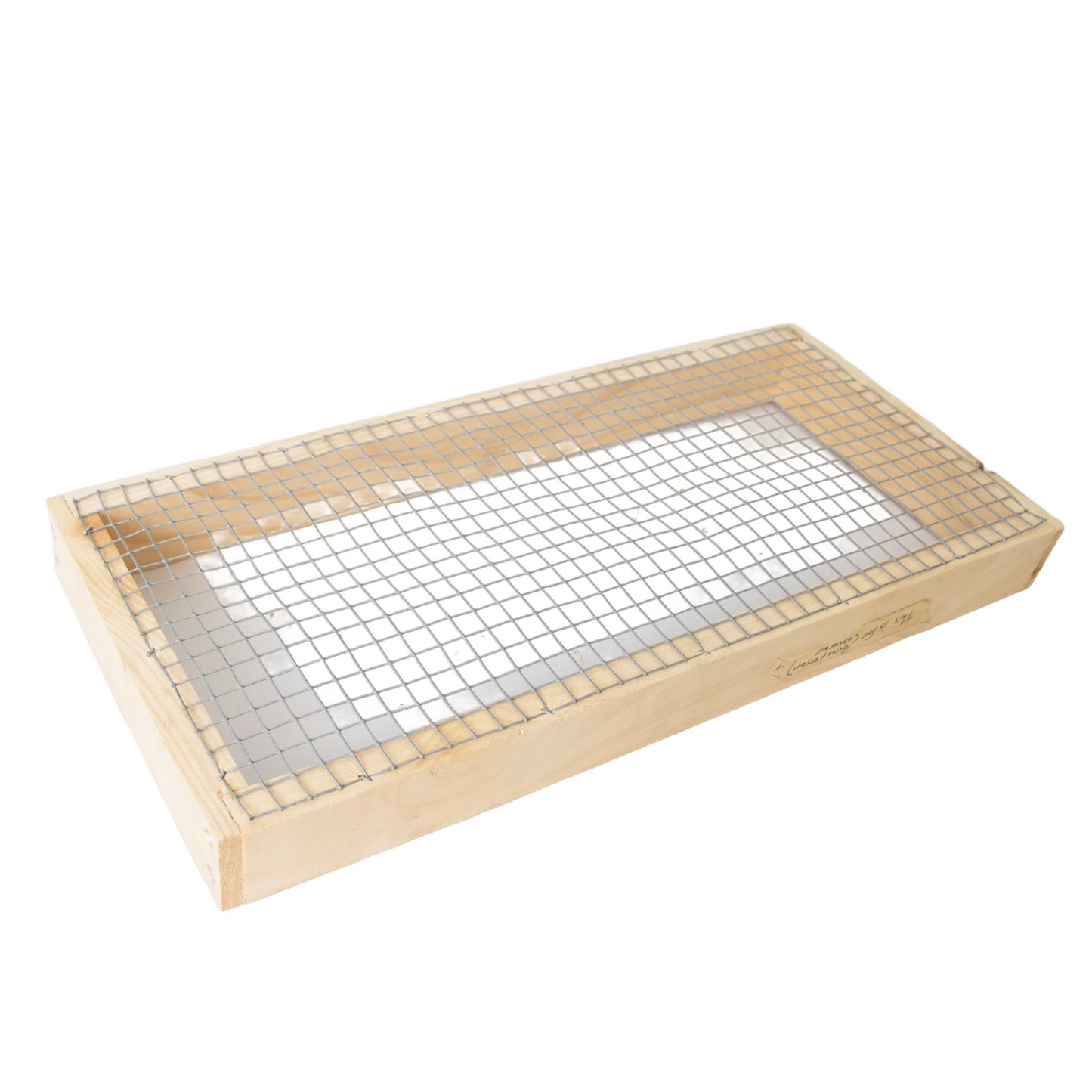 Handcrafted wooden feeder with metal mesh top designed to support bees during low honey supply, Amish made in USA, ideal for farm, garden, and beekeeping use.