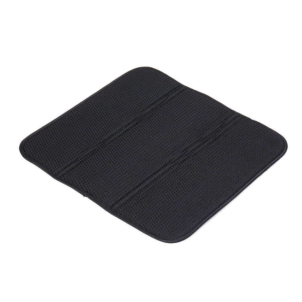 Black absorbent dish drying mat made of fast-drying microfiber, designed to cushion delicate dishes and stemware, ideal for Kitchen & Food, Kitchen Accessories, and Best Sellers collections.